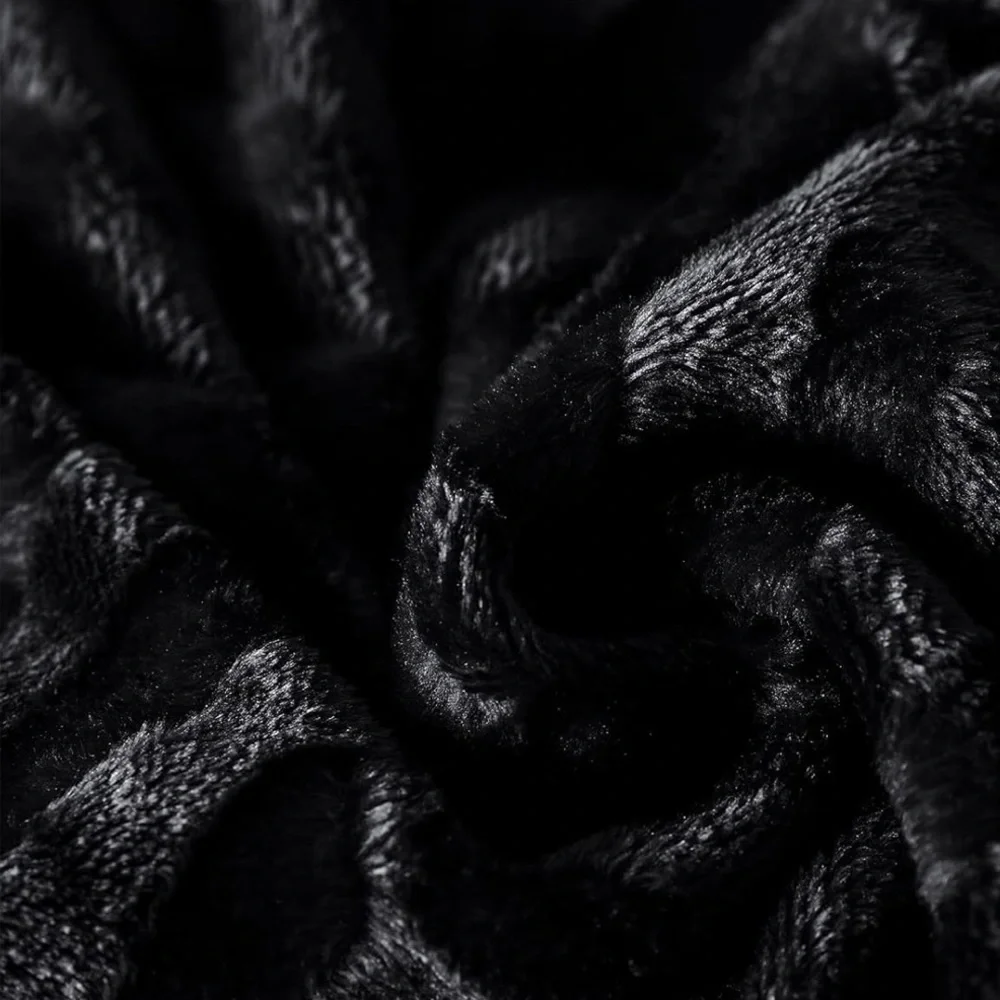 NEW West Elm Black Fleece Fuzzy Soft Throw Blanket Bedspread Bedding - 50